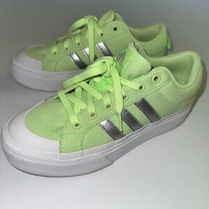WOMENS SIZE 7.5 NEON GREEN ADIDAS PLATFORM SHOE